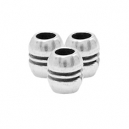 Perlen Metall DQ Tube Stripe Antik silber (Nickelfrei)