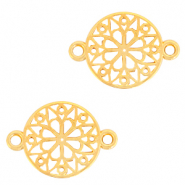 Anhänger Metall DQ Zwischenstück Blume rund 15mm Gold (Nickelfrei)