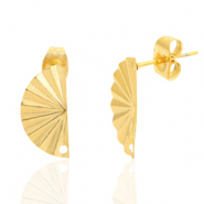 Stainless Steel - Rostfrei Stahl Ohrringe / Ohrstecker F&auml;cher mit &Ouml;se Gold