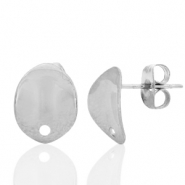 Stainless Steel - Rostfrei Stahl Ohrringe / Ohrstecker oval mit &Ouml;se Silber