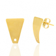 Stainless Steel - Rostfrei Stahl Ohrringe / Ohrstecker Trapez mit &Ouml;se Gold