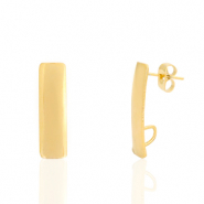 Stainless Steel - Rostfrei Stahl Ohrringe / Ohrstecker Rechteck mit &Ouml;se Gold