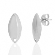 Stainless Steel - Rostfrei Stahl Ohrringe / Ohrstecker oval mit &Ouml;se Silber