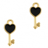 Anh&auml;nger Metall DQ Key Gold-schwarz (Nickelfrei)