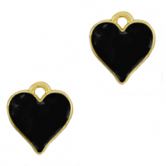 Anh&auml;nger Metall DQ Heart Gold-schwarz (Nickelfrei)
