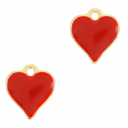 Anh&auml;nger Metall DQ Heart Gold-rot (Nickelfrei)