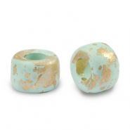 Perlen Griechische Keramik DQ Gold Spot 9mm Light turquoise