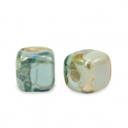 Perlen Griechische Keramik DQ Cubes 7mm Turquoise