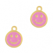 Anhänger Metall DQ Smiley Gold-magenta pink (Nickelfrei)