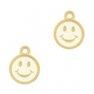 Anhänger Metall DQ Smiley Gold-ivory white (Nickelfrei)
