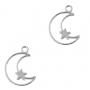 Anh&auml;nger Metall DQ Mond und Stern Antik silber (Nickelfrei)