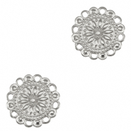 Metall Anhänger DQ Zwischenstück flower Antik silber (Nickelfrei)