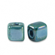 Perlen Griechische Keramik DQ Cubes 5mm Petrol blue