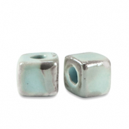 Perlen Griechische Keramik DQ Cubes 5mm Serenity blue-brown