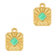 Anh&auml;nger Metall DQ Square Gold-veraman blue (nikkelvrij)