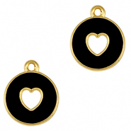 Anh&auml;nger Metall DQ Heart Gold-black (Nickelfrei)