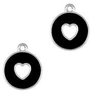 Anh&auml;nger Metall DQ Heart Antik silber-black (Nickelfrei)