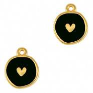 Anh&auml;nger Metall DQ Heart Gold-black (Nickelfrei)