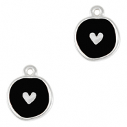 Anh&auml;nger Metall DQ Heart Antik silber-black (Nickelfrei)