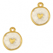 Anh&auml;nger Metall DQ Heart Gold-pearl white (nikkelvrij)