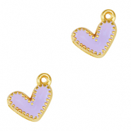 Anh&auml;nger Metall DQ Heart Gold-lavender purple (nikkelvrij)