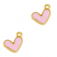 Anh&auml;nger Metall DQ Heart Gold-lilac rose (nikkelvrij)