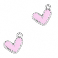 Anh&auml;nger Metall DQ Heart Antik silber-lilac rose (nikkelvrij)