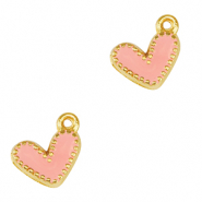 Anh&auml;nger Metall DQ Heart Gold-salmon pink (nikkelvrij)