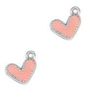 Anh&auml;nger Metall DQ Heart Antik silber-salmon pink (nikkelvrij)