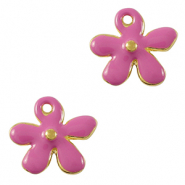 Anh&auml;nger Metall DQ Flower Gold-magenta pink (Nickelfrei)