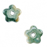 Perlen Griechische Keramik DQ Flower Ocean wave green-brown