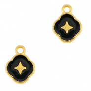 Anh&auml;nger Metall DQ Star Gold-schwarz (Nickelfrei)