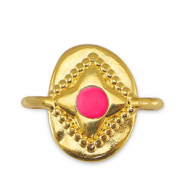 Anhänger Metall DQ Zwischenstück Oval Fuchsia-Gold (Nickelfrei)