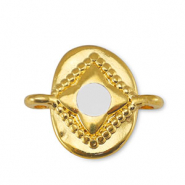 Anhänger Metall DQ Zwischenstück Oval Off White-Gold (Nickelfrei)