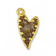 Anhänger Metall DQ Heart Glitter Topaz-Gold (Nickelfrei)