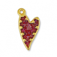 Anhänger Metall DQ Heart Glitter Red-Gold (Nickelfrei)