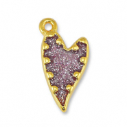 Anhänger Metall DQ Heart Glitter Lilac-Gold (Nickelfrei)