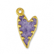 Anhänger Metall DQ Heart Pearl Purple-Gold (Nickelfrei)