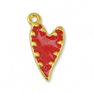Anhänger Metall DQ Heart Pearl Red-Gold (Nickelfrei)