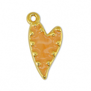 Anhänger Metall DQ Heart Pearl Light Orange-Gold (Nickelfrei)