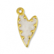 Anhänger Metall DQ Heart Pearl White-Gold (Nickelfrei)