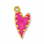 Anhänger Metall DQ Heart Fuchsia-Gold (Nickelfrei)