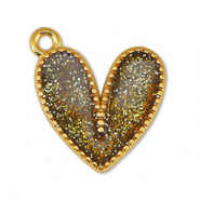 Anhänger Metall DQ Heart Glitter Topaz-Gold (Nickelfrei)