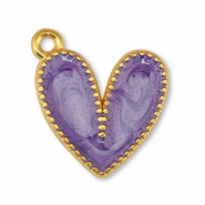 Anhänger Metall DQ Heart Pearl Purple-Gold (Nickelfrei)