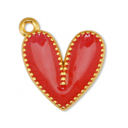 Anhänger Metall DQ Heart Pearl Red-Gold (Nickelfrei)