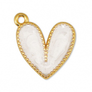 Anhänger Metall DQ Heart Pearl White-Gold (Nickelfrei)
