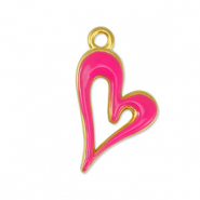 Anhänger Metall DQ Heart Fuchsia-Gold (Nickelfrei)