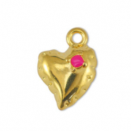 Anhänger Metall DQ Heart Fuchsia-Gold (Nickelfrei)