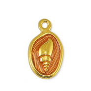 Anh&auml;nger Metall DQ Shell Transparant Orange-Gold (Nickelfrei)