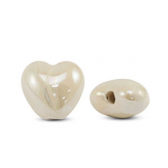 Perlen Griechische Keramik DQ Heart Off white